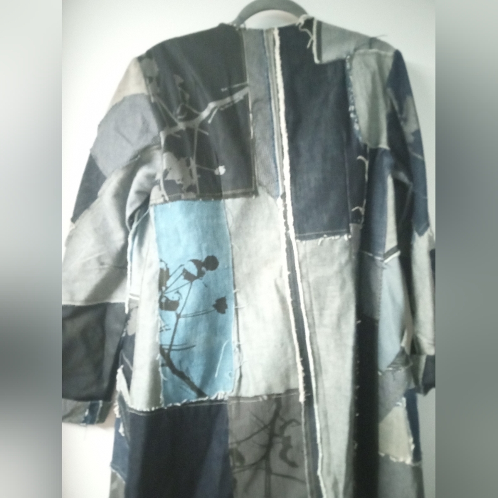 Kate Beak Denim Patchwork Duster Jacket - image 8